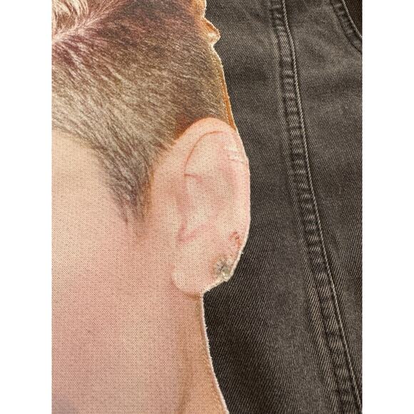 MILEY CYRUS Bangerz Y2K Upcycled Retro Black Distressed Denim Jacket Size M - Picture 12 of 14